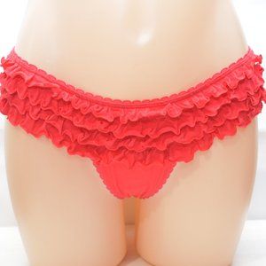 Rare VICTORIA'S SECRET Ruffled Thong Panty, Red, S